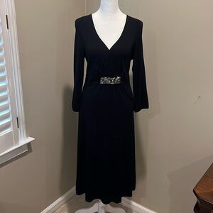 Boden black jewel waist midi dreas